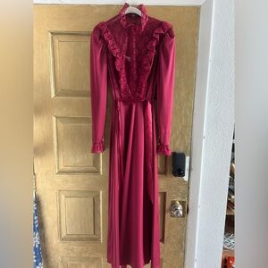 1970s Vintage Union Label Ruffle Maxi Dress
